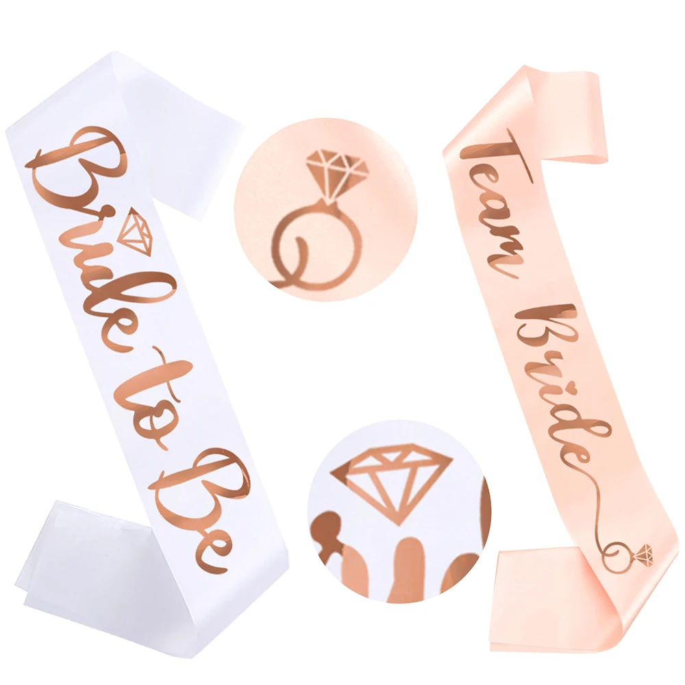 Brautschleier für Junggesellenabschiede, Roségold, Schärpe, Stirnband, glitzerndes Braut-Banner für Junggesellinnenabschiede, Hochzeit im Freien, erschwingliche Gastgeschenk – Detail 5
