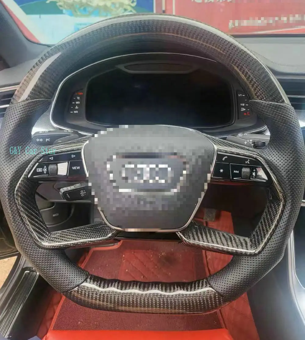 100% Real Carbon Fiber Flat bottom Steering Wheel For Audi A8 D5