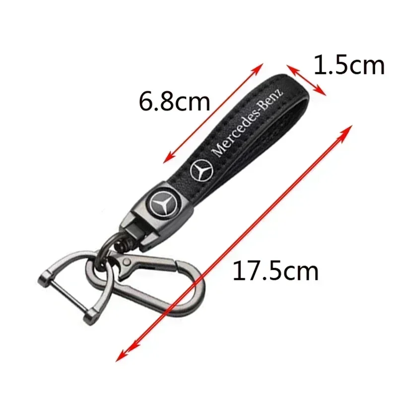 حامل سلسلة المفاتيح الجلدية لمرسيدس بنز W204 W205 W212 W210 W463 E320 A180 CLK GLA GLC S300 سلسلة مفاتيح السيارة Keyrings قلادة #2