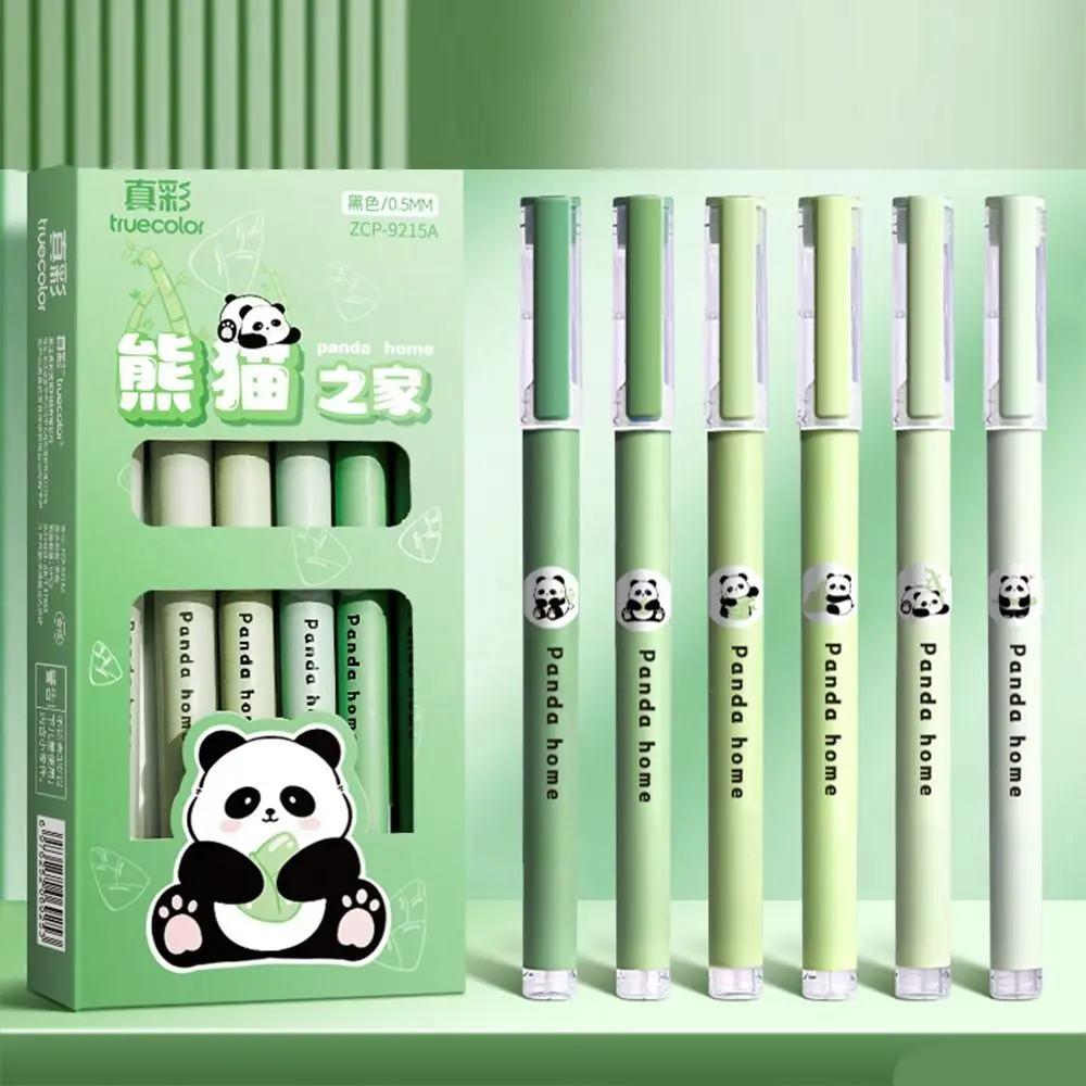 6PCS Aesthetic Capybara Panda Gel Pen Black Ink Writing Straight Liquid Ballpoint Pen Signature Good Looking 0.5mm Neutral Pen