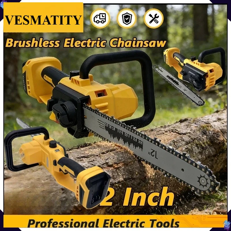 Cordless Chain Saw Automatic Oiler Chainsaw Dehydration withor Tree Cutting and Logging Electric Saw Tool For Dewalt Battery