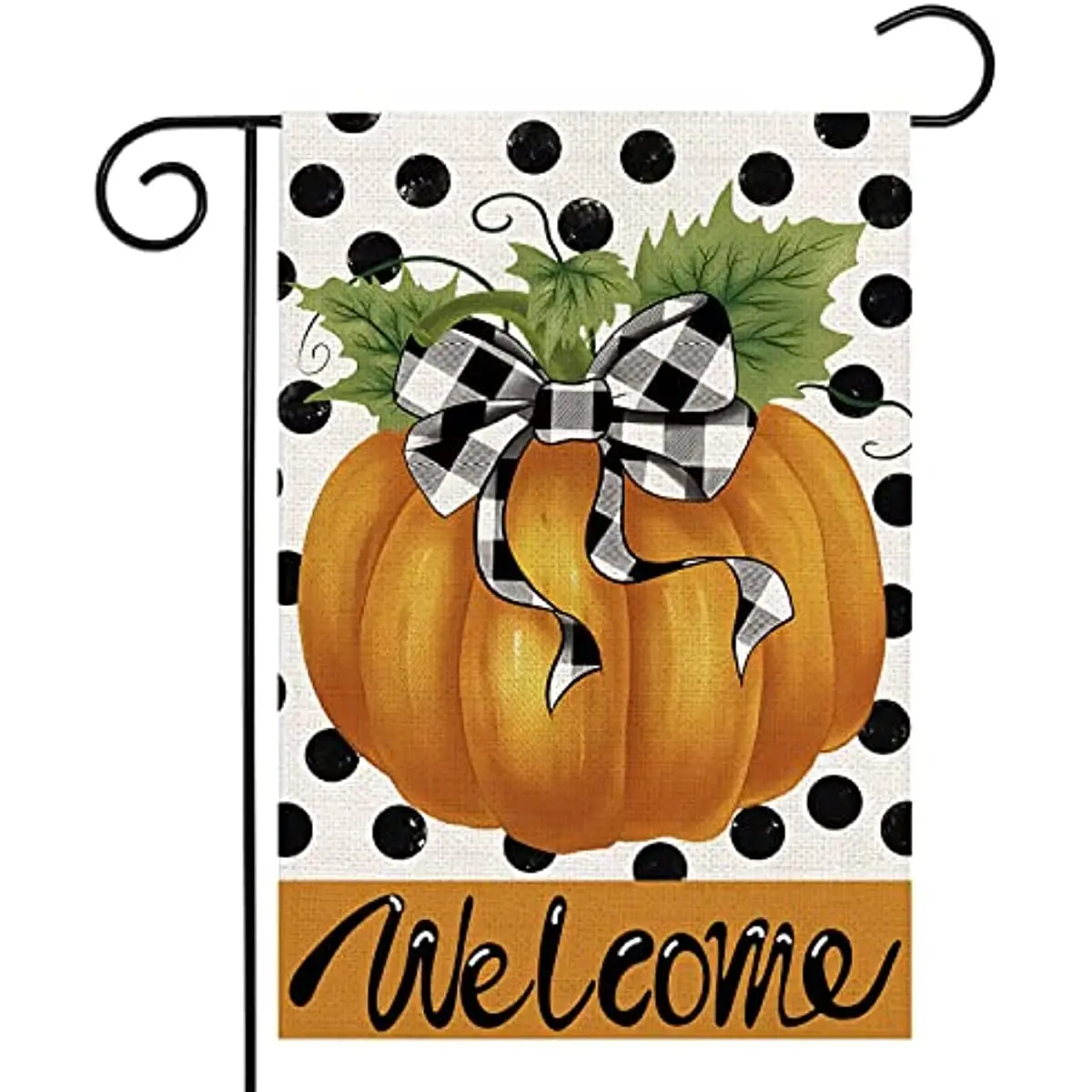 Autumn Pumpkin Garden Flag 12×18 Inch Reversible Polka Dot Thanksgiving Welcome Vertical Fall Small Yard Banner