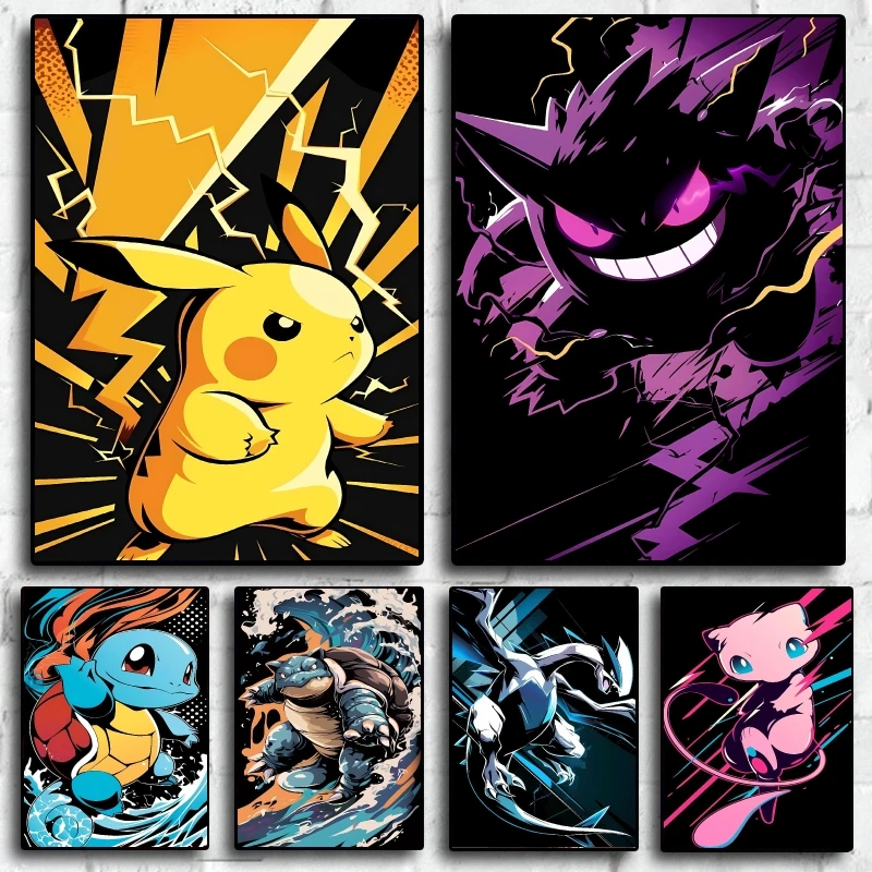 

Pokemon Themed Pikachu Decorative Paintings Multiple Character Options Are Available Creating A Personalized Anime Home Space