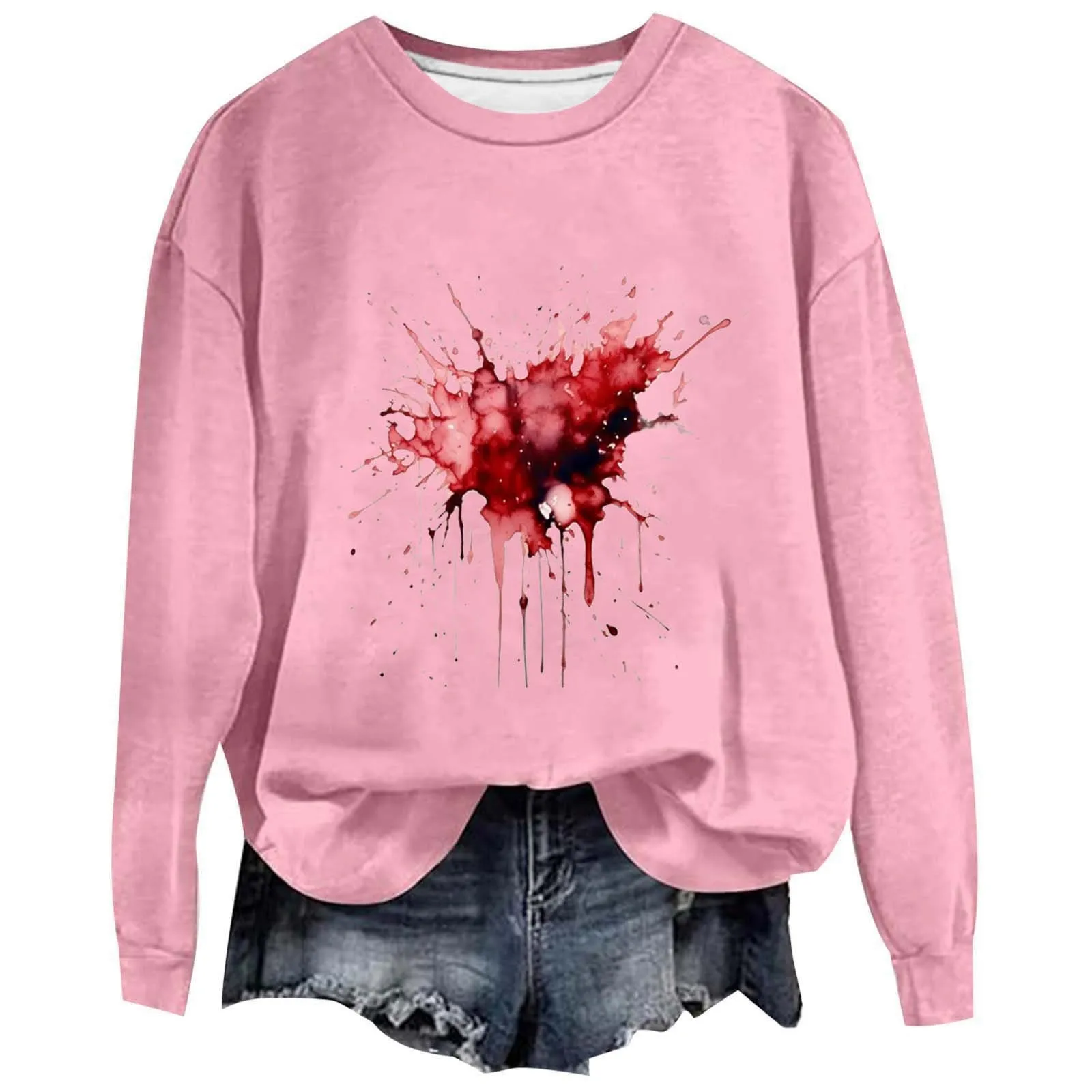 

Halloween Women's Sportswear Fun Letter Shirt Long Sleeved Halloween Pullover Sweatshirt Top Light Outfits Women