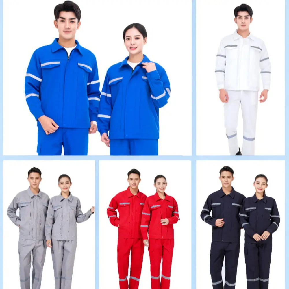 High Visibility Cotton Workwear Set Reflective Safety Apparel Breathable Durable Protective Suit For Industrial Jobs