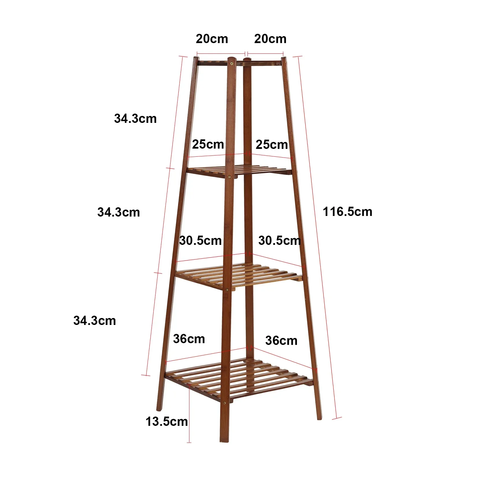 실내 야외 대나무 식물 스탠드 화분 디스플레이 랙 선반, 77 cm, 97 cm, 117cm