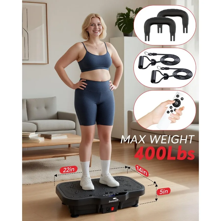 آلة تمرين لوحة الاهتزاز مع 8000 اهتزازًا، منصة لياقة بدنية قابلة للتعديل لتمرين الجسم بالكامل مقاس كبير جدًا P