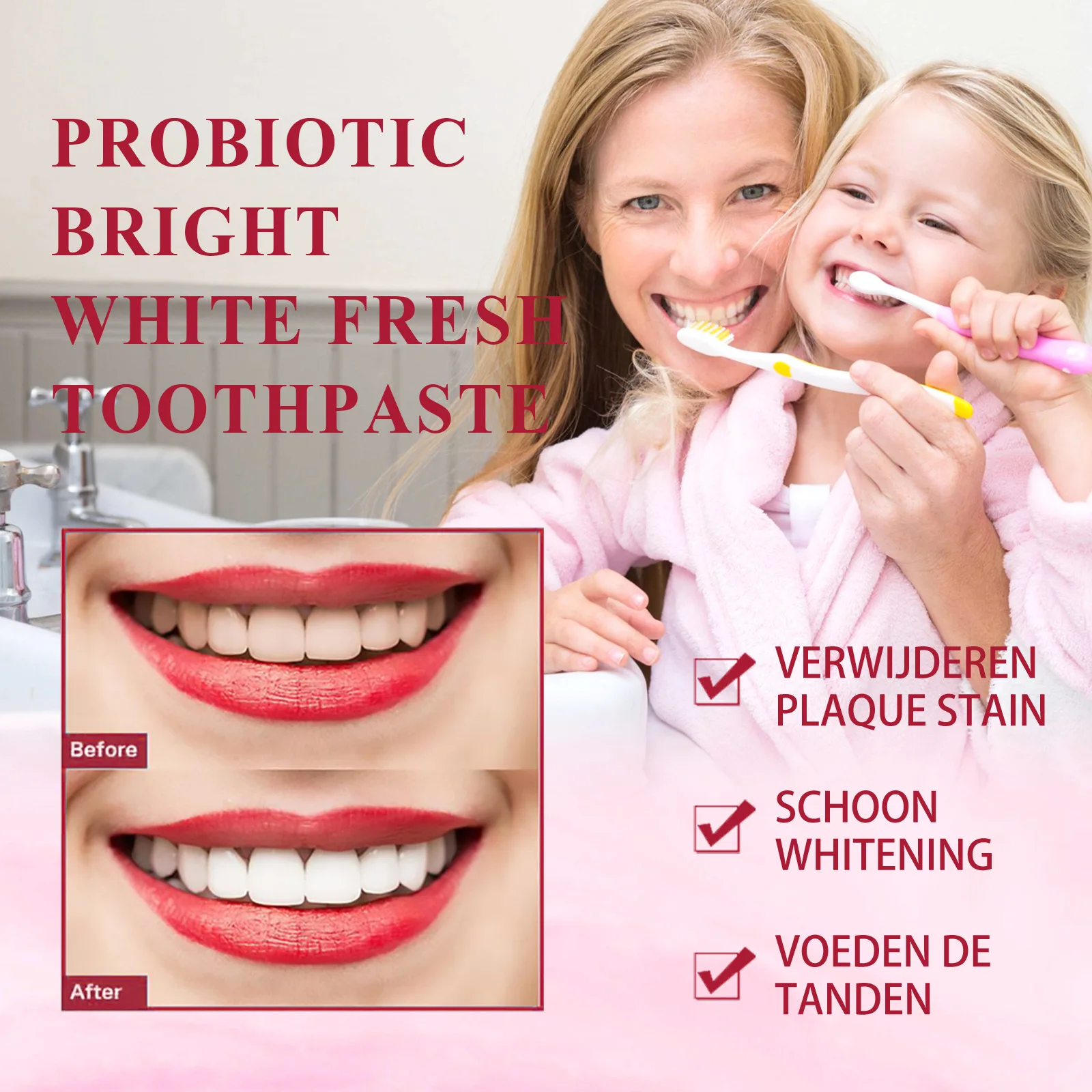 Probiotic Whitening Toothpaste Cleaning Teeth Repair Cavities Caries Removal Plaque Yellow Stain Oral Fresh Breath Gum Care