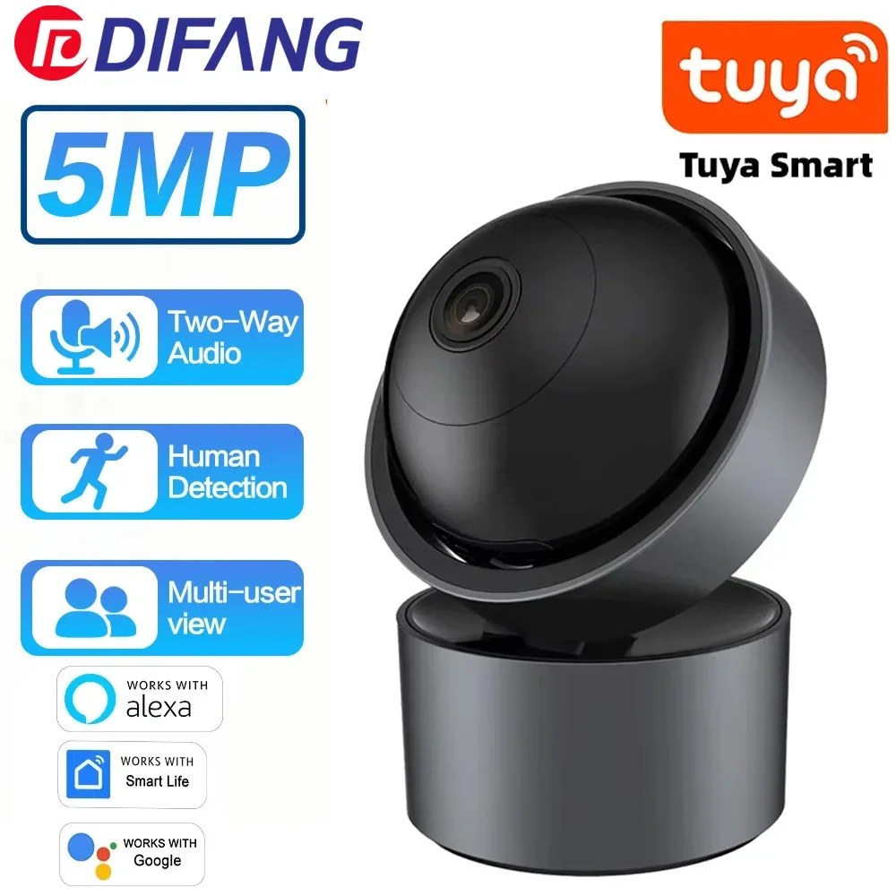 5MP WiFi IP Camera TUYA Smart Indoor Mini Wireless Camera Alexa Home Security Human Detection P2P Surveillance AutomaticTracking