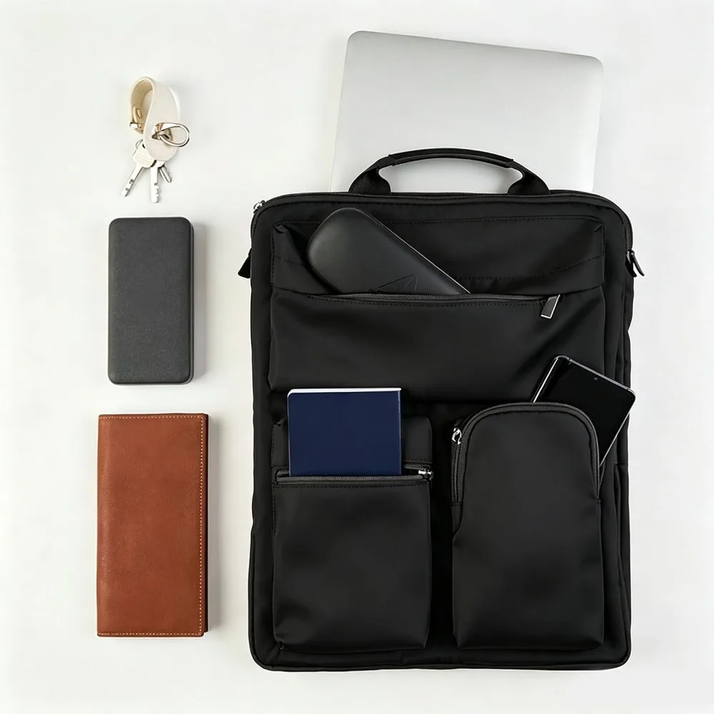 Adjustable Harness Straps Over Luggage Organizer Nylon Multiple Pockets Laptop Sleeve Bag Portable Travel Accessories Case