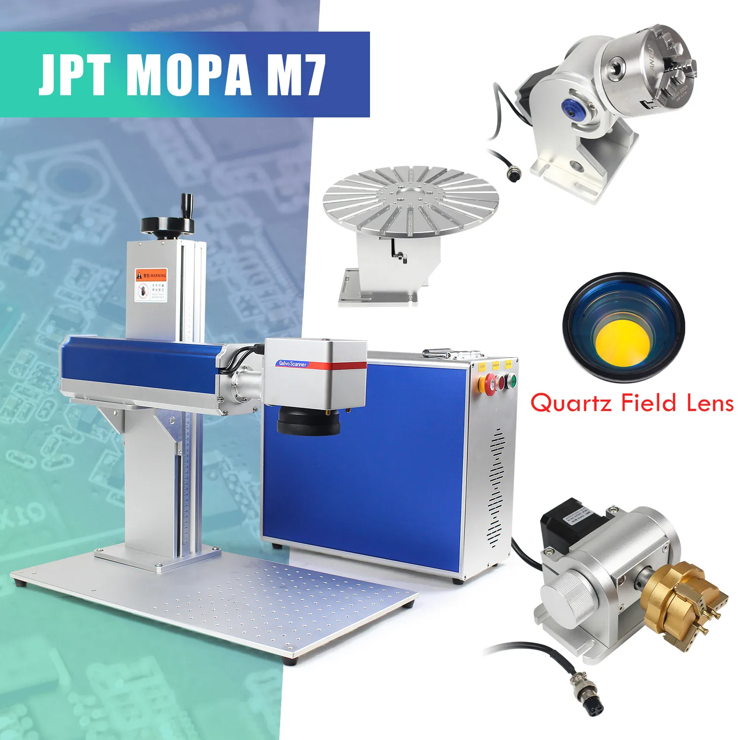 【EU Stock】60W JPT MOPA Color Marking Machine Split type Fiber Laser Nameplate Rotary Axis Engraving Stainless Steel Metal Gold