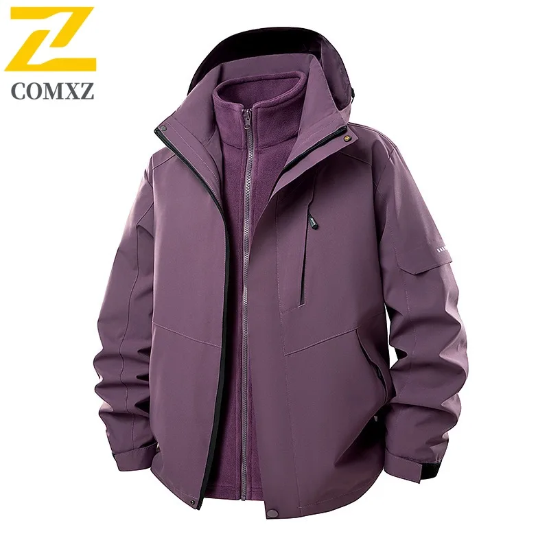 COMXZ متعددة الوظائف الفاخرة الرجال سترة في الهواء الطلق رحلة معطف دافئ خفيف أنيق مقنعين دافئ الباردة والدليل على الشتاء ملابس جديدة #5