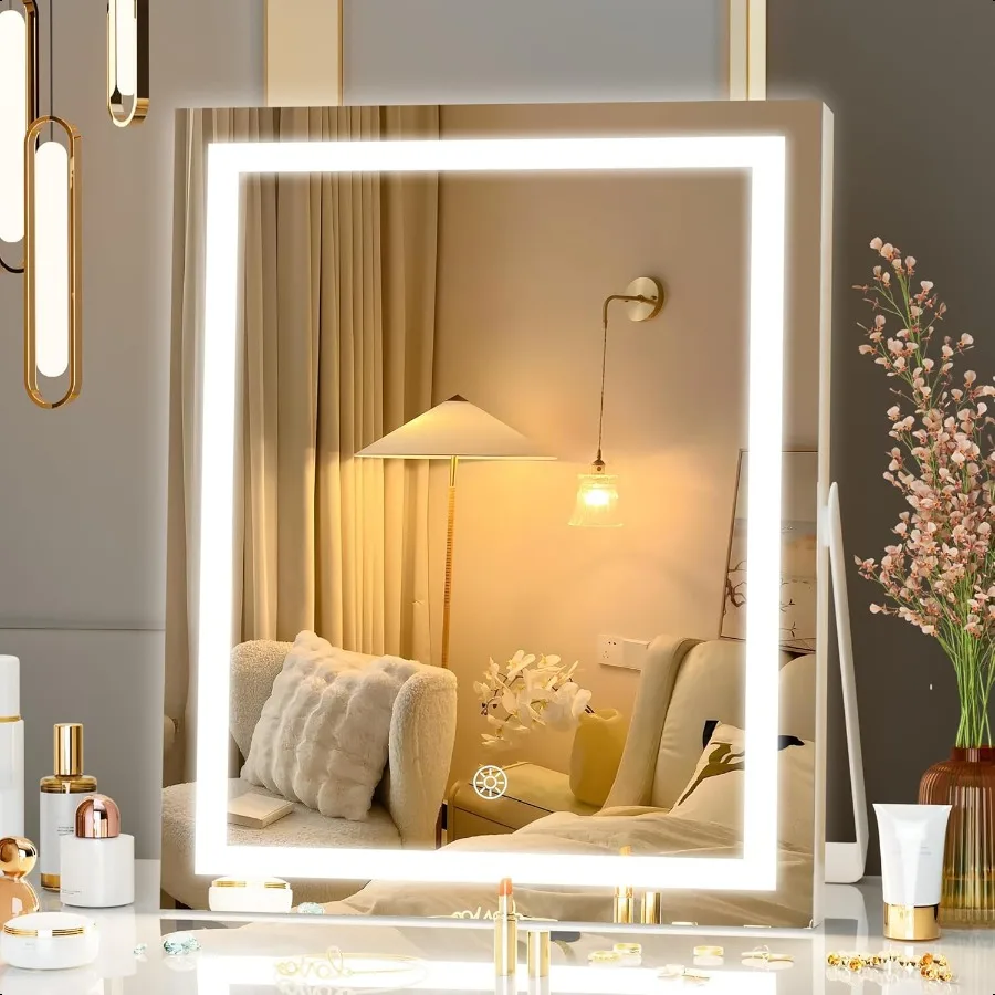 

Vanity Mirror with Lights 9.8" x 11.8" LED Makeup Mirror with Smart Touch 3 Colors Dimmable Brightness Adjustment 360° Rotation