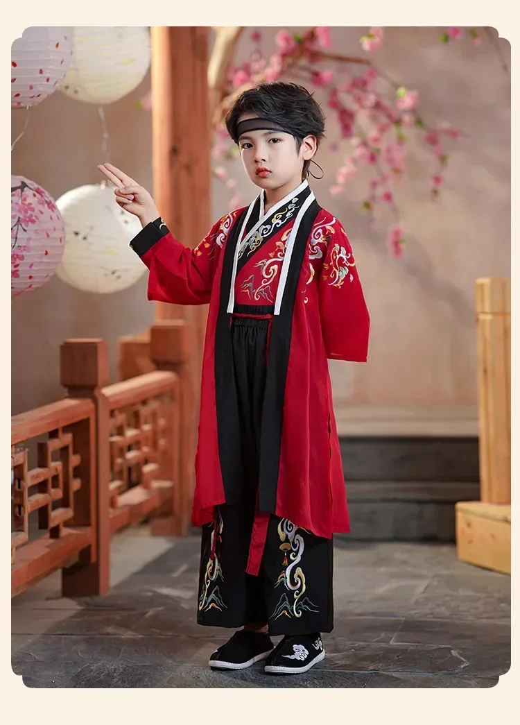 Kids New Year Clothes Ancient Bookboy Student Dress Boy Party Perform Photography Robe Traditional Costume Chinese School Clothe