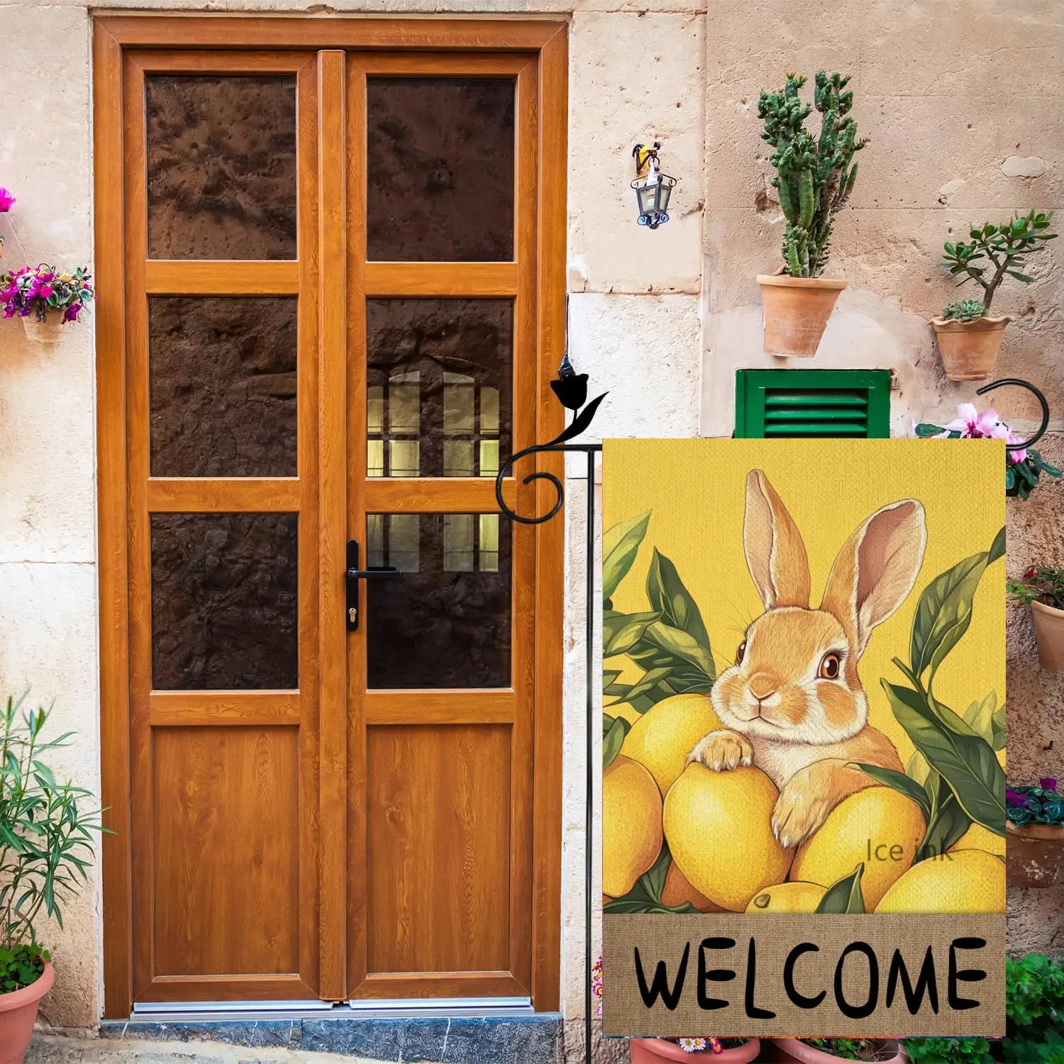 Ice ink Spring Summer Lemon Garden Flag Rabbit House Flag 12x18 Inch Double Sided Outside, Welcome Seasonal Yard Outdoor Fla xxl