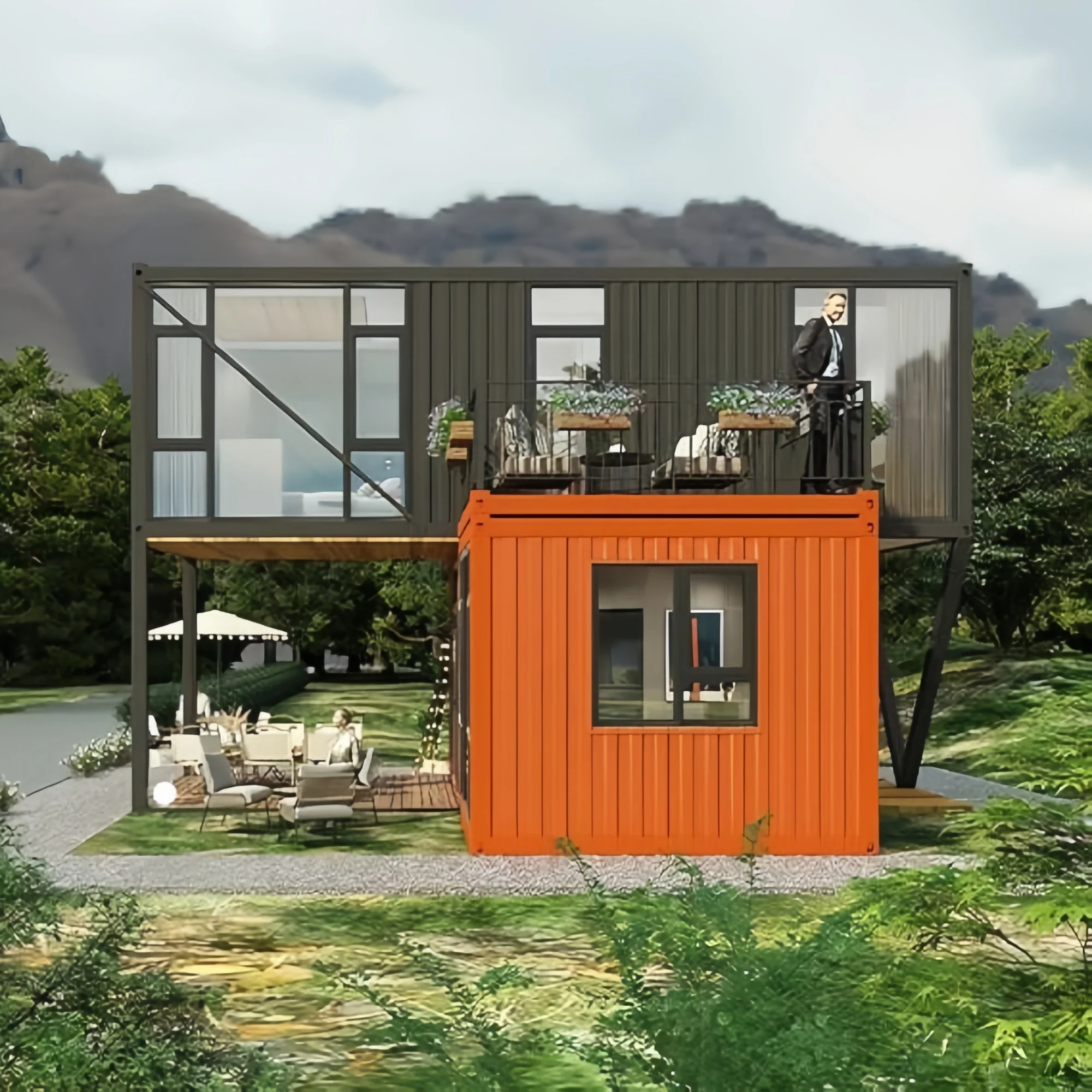 40FT توسيع وحدات الحاويات الجاهزة غرفة ساندويتش لوحة تقديم الطعام المطبخ المنزلي للاستخدام المنزل أو فيلا