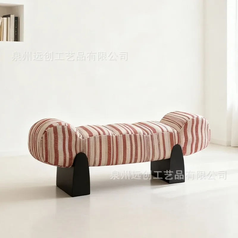 Simple Modern Solid Wood Fabric Sofa Stool Shoe Changing Bench Bedroom Bedside Seat Household Cloakroom Entryway Footrest