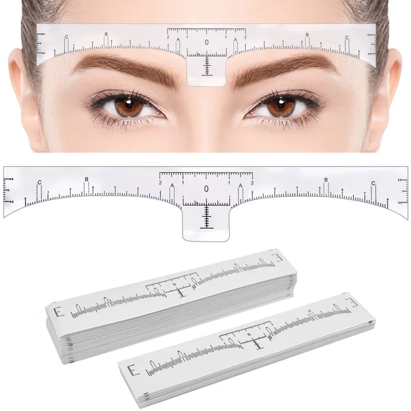10Pcs Disposable Eyebrow Ruler Sticker Microblading Brow Measuring Stencil Guide