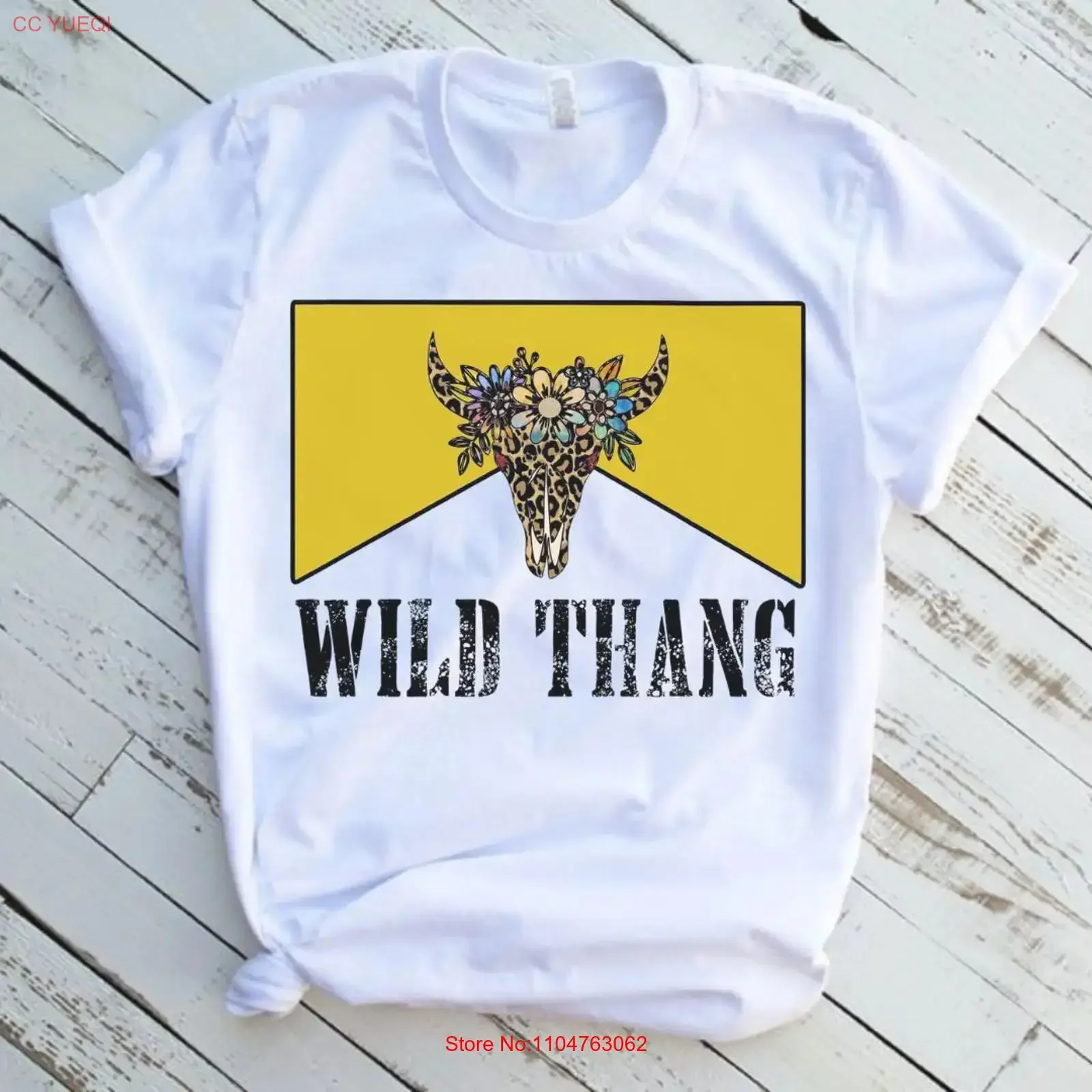 Wild Thang Western Custom T Shirt White  vintage Washed Soft Unisex Versatile graphic designer clothes Slightly Casual