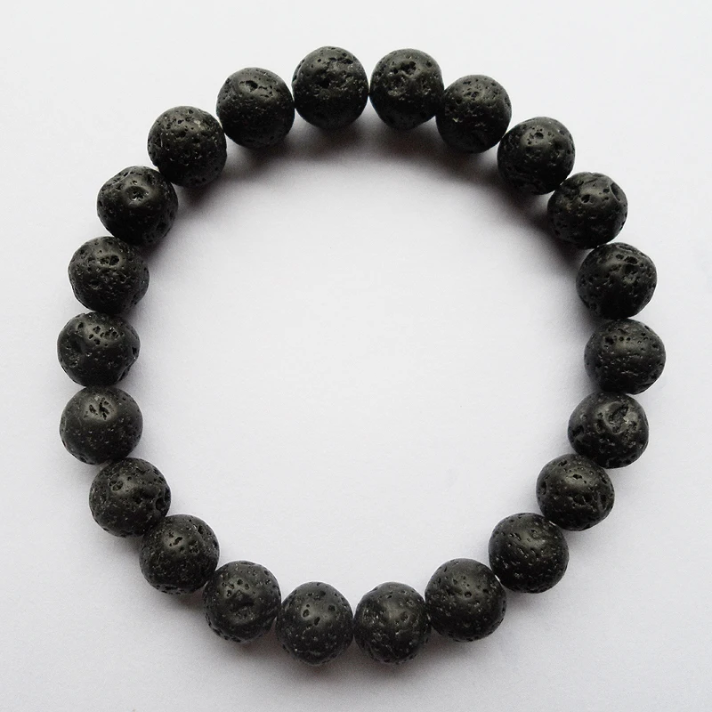 official-website tiki 8MM Black Natural Lava Beads Bracelet For Man Women 22Beads Volcano Buddha Strand Bangle Pulsera Hombre