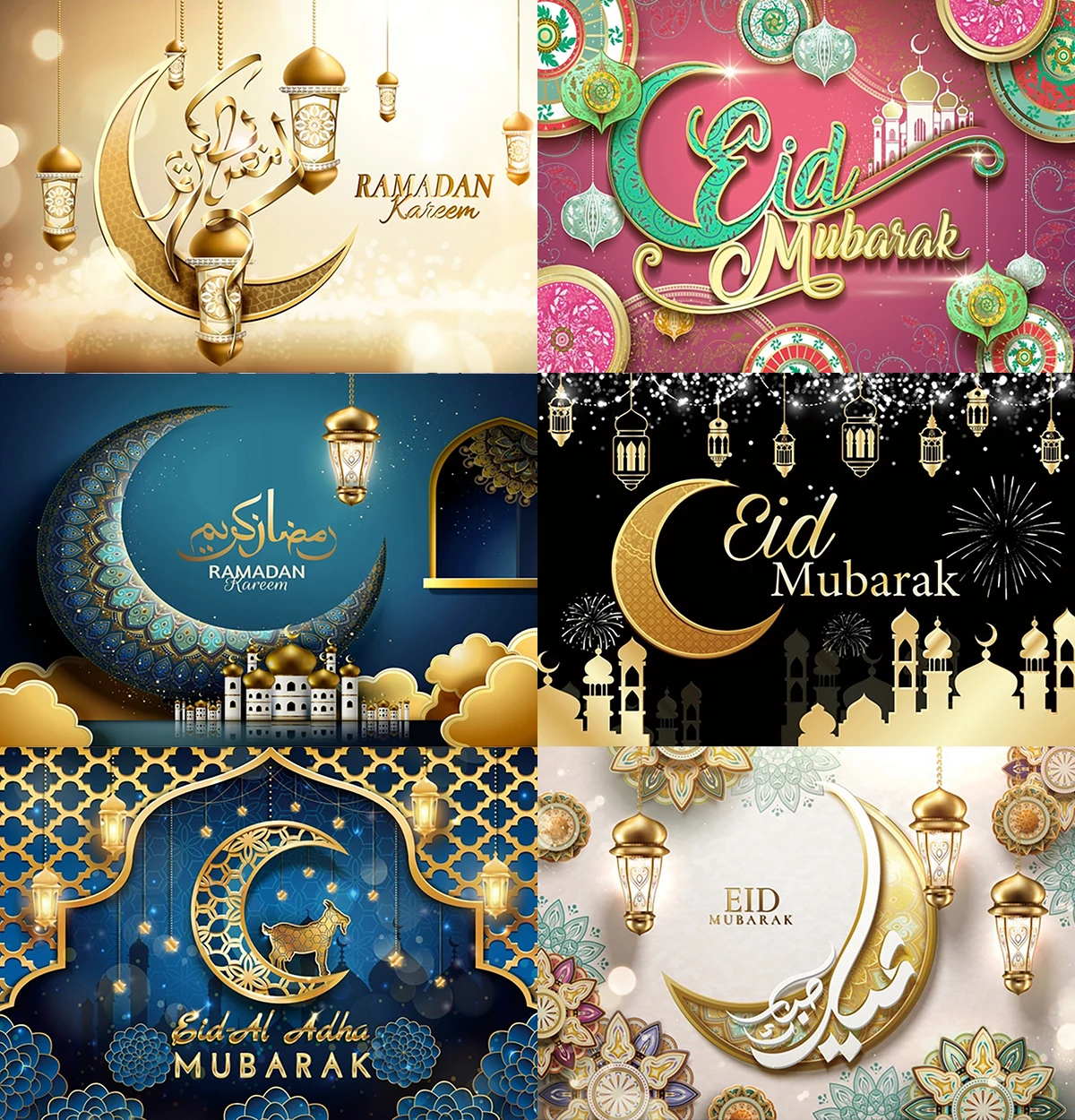 Islam Eid Mubarak Photography Backdrops Ramadan Moon Baby Portrait Party Decor Photographic Background Photophone Photo Studio