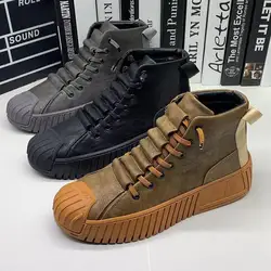 2023 New Autumn and Winter Men's Boots High top leather lace up casual board shoes High quality outdoor boots for men