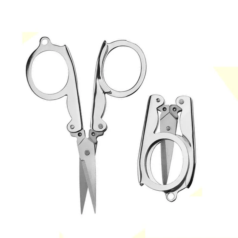 Folding Stainless Steel Scissors Keychain Cutter Home Tailor Shears School Office Supply Student Stationery Outdoor Cutting Tool