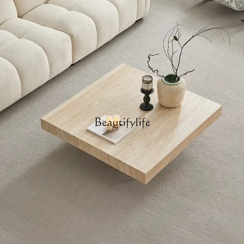 FG52Wabi رمل الرياح الحجر الجيري المعلق لوح الصخور طاولة القهوة الاكريليك المنزلية شقة صغيرة