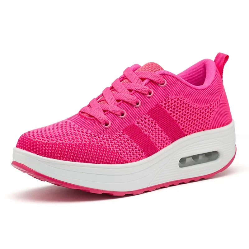 Vulcanized Shoes Mesh Breathable Woman Sneakers Wedge Tenis Shoes for Women Increase 3-5cm Wear-resistant Running Female Shoes