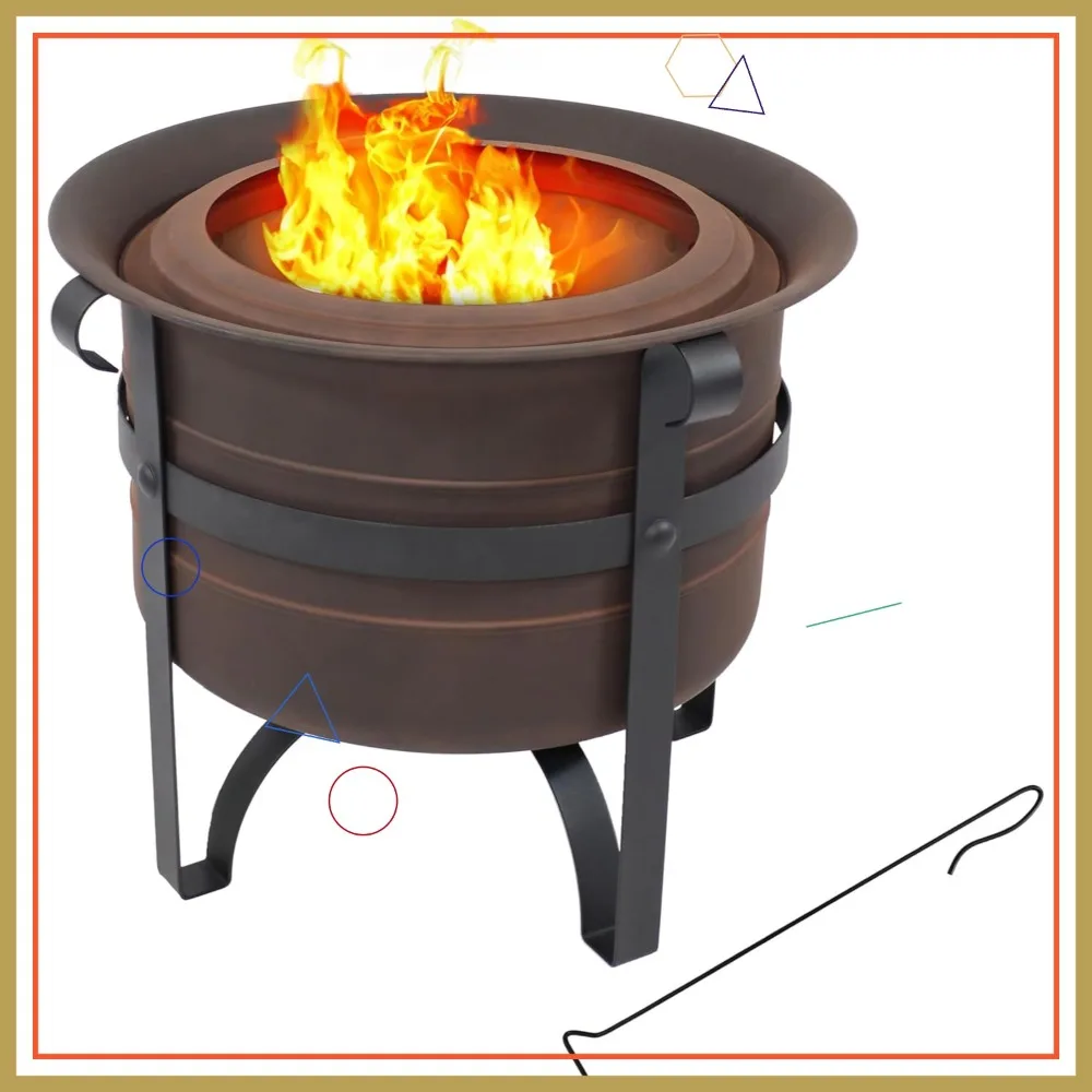 

23-дюймовое бездымное костровое место для сжигания дров с крышкой и топориком - стальное, для улицы, для кемпинга на заднем дворе