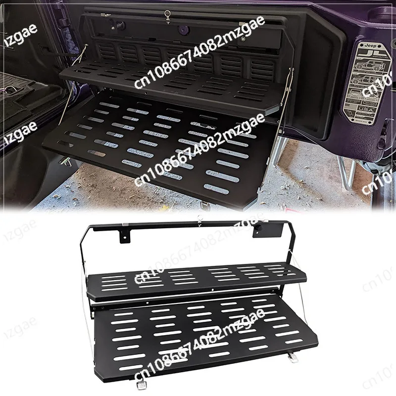 Car mounted outdoor folding table suitable for Wrangler JL double-layer foldable tailgate table and rear door storage rack