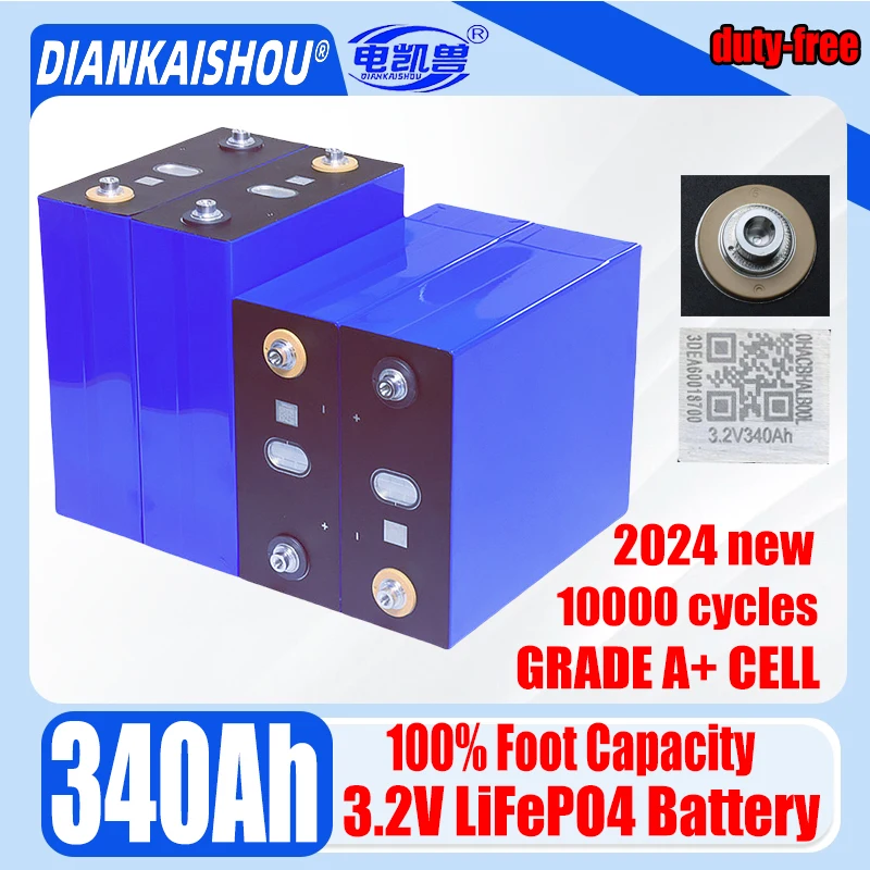 10000+ cycles 340ah 3.2v GRADE A new Lifepo4 battery DIY 12V 24V 48V RV solar storage golf cart battery pack EU/US tax-free