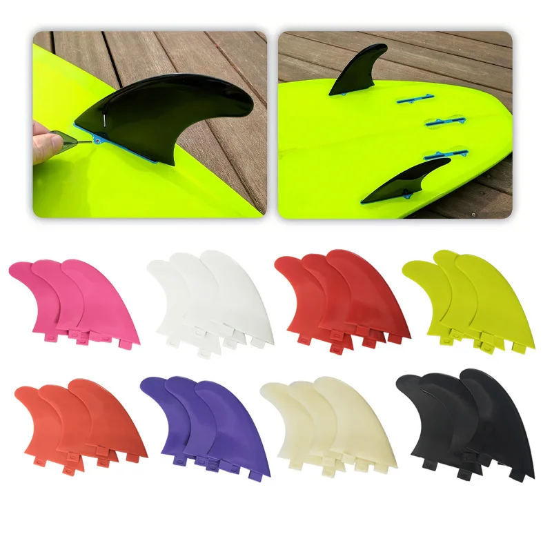 3pcs Surfboard Fin Set G5, FCS Compatible Left Center Right Fins, Paddle Board Tail Rudder Accessory