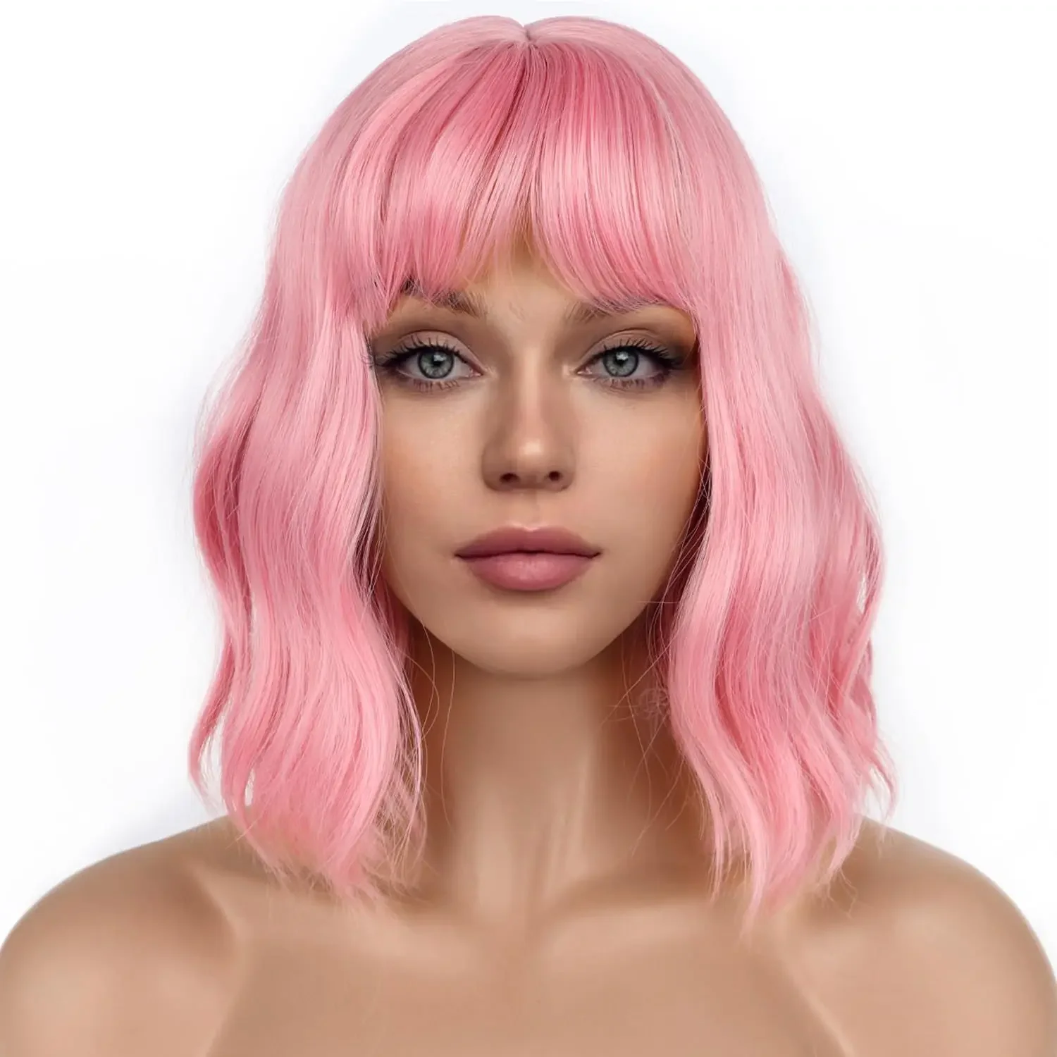 

Afro Kinky Curly Wigs for Women - Medium Length Black Human Hair with Wavy Curls, Natural Looking Heat Resistant Fiber