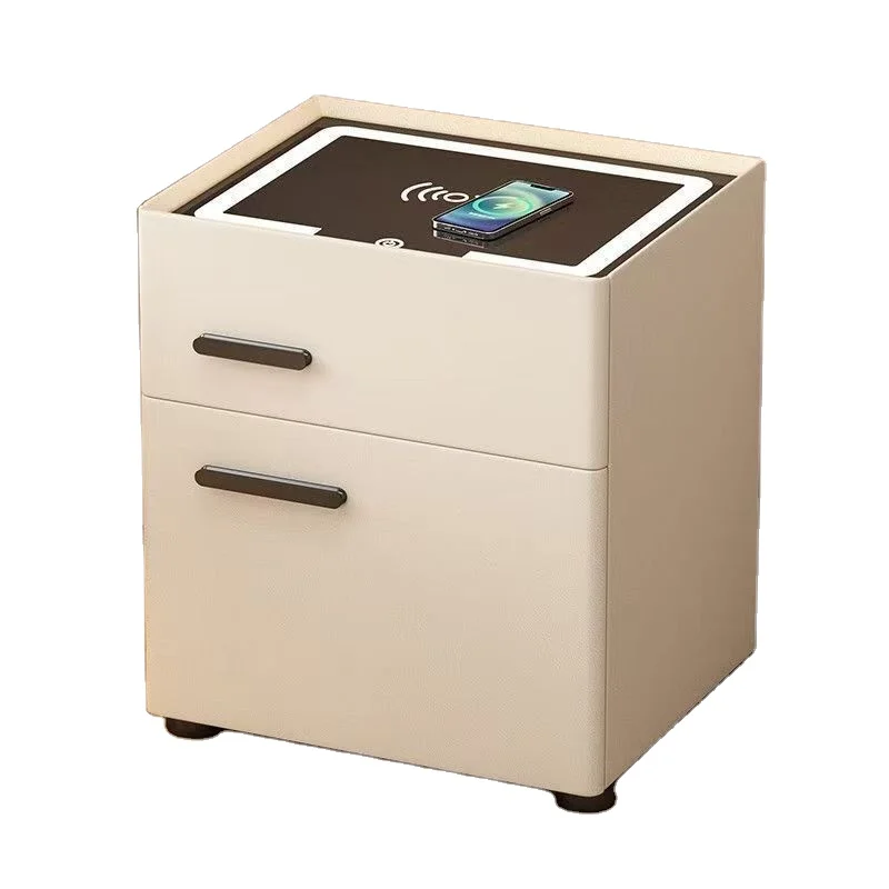 Hidden Table Safe Box for Money Deposit Box Rechargeable Led Table LampSmart Bedroom Bedside Table ModernWooden Nightstands