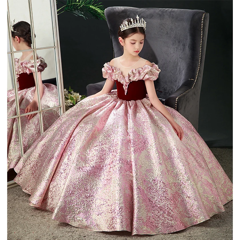 

Elegant Girls Luxury Dress Formal Stages Show Children Slim Fit High end Costumes Birthday Party Gorgeous Princess Dresses