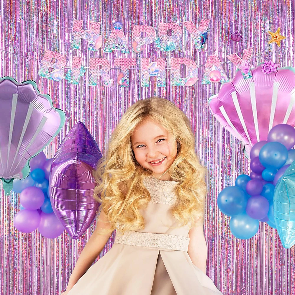 2Packs Shiny Metallic Tinsel Foil Fringe Curtains Glitter Metallic Tinsel Backdrop Birthday Baby Shower Wedding Party Decoration view 3