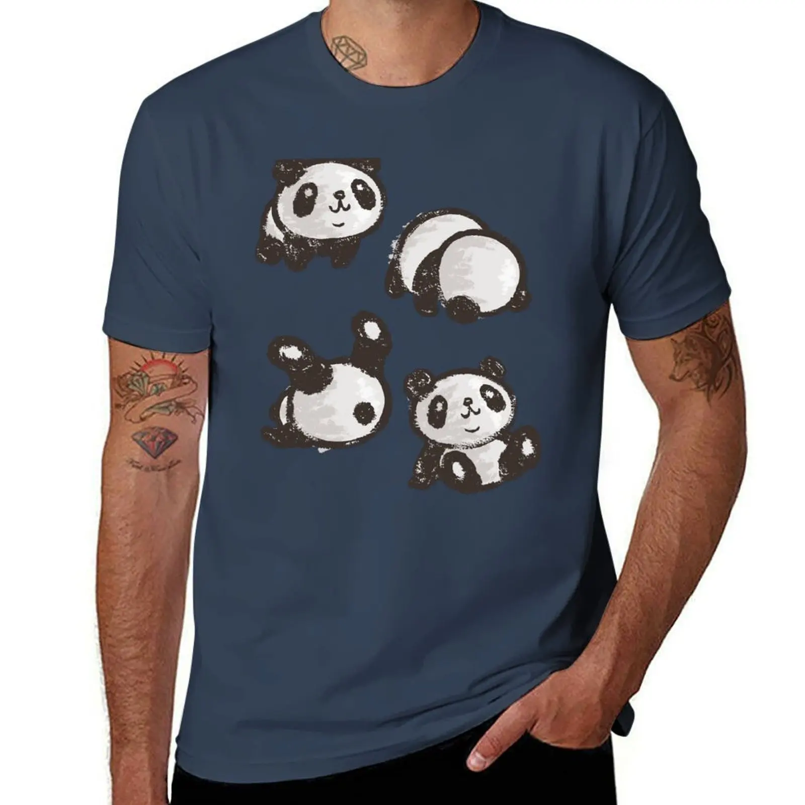 

Rolling panda T-Shirt Retro Graphic Print T-Shirt