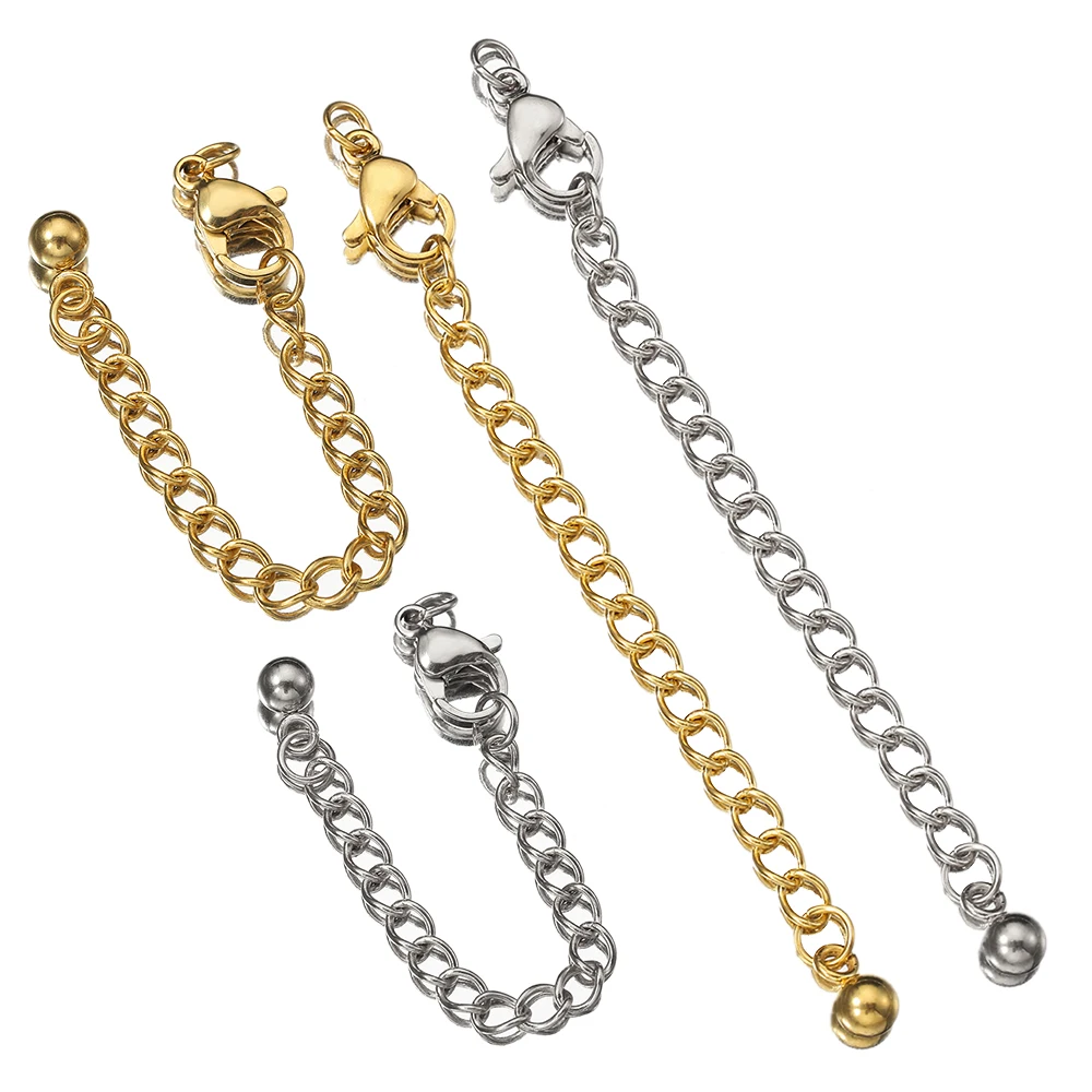 5pcs Stainless Steel Tail Chain 7cm Extended Chain for Jewelry Making Women Necklace Bracelet End Connector Chain Supplies