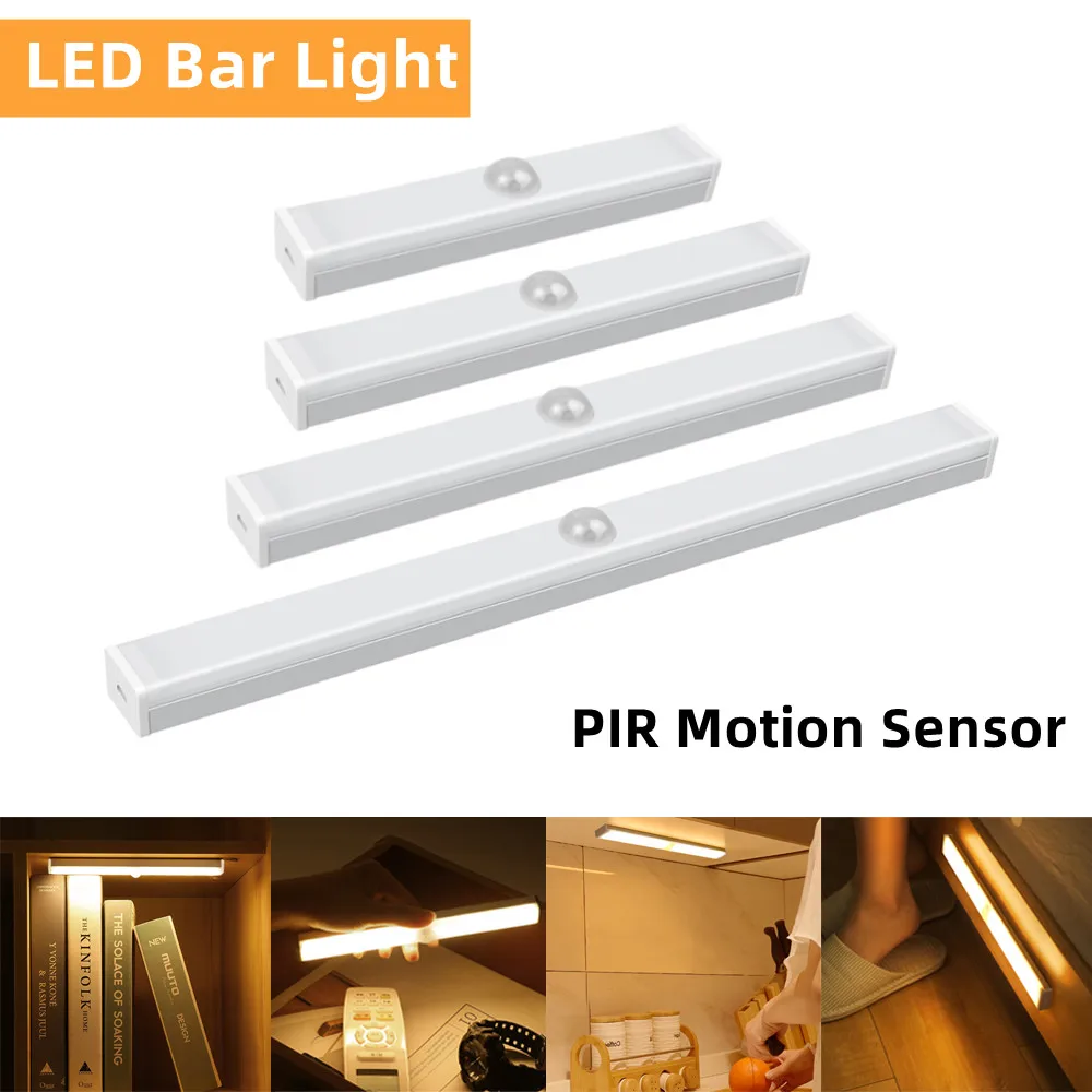 

LED Bar Lights 5V USB Rechargeable Nightlight with Motion Sensor PIR Magnetic LED Lights for Room Portable Kitchen Cabinet Lamp