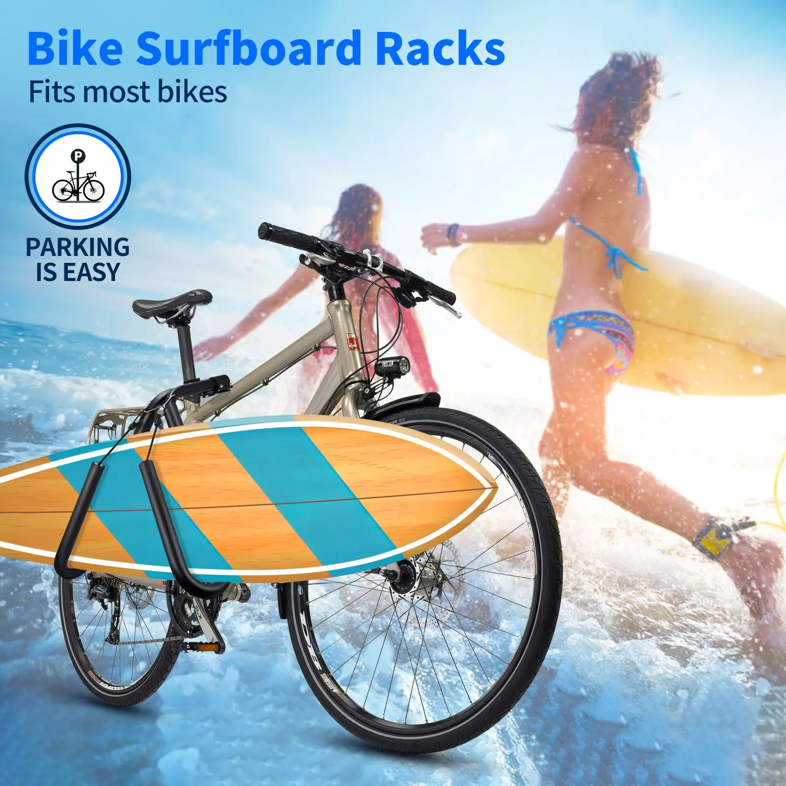 Adjustable Bike Surfboard Rack Bicycle Surfing Carrier Mount Seat Posts Accessories Surfboard Bicycle Rack Mount Holder Bracket