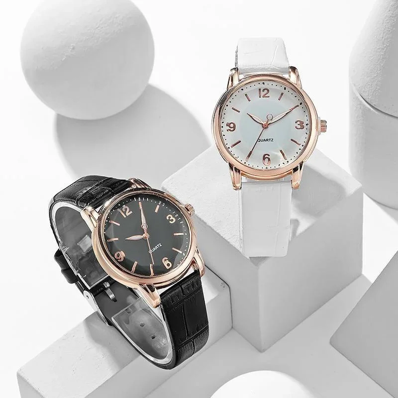 Casual Round Pointer Quartz Watch Ladies Fashion Analog PU Leather Wristwatch For Women Girls Students image 2
