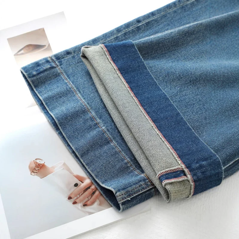 Jean droit ample pour femmes, pantalon d'automne taille haute amincissant à jambes larges, pantalon court drapé élégant et polyvalent