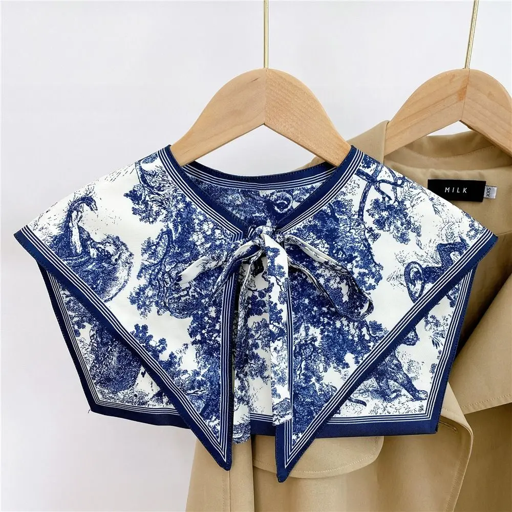 Women Shirt Detachable Fake Collar Ladies Floral Pattern False Fake Collar Vintage Half Shirt Necklace Shawl Shoulder Wraps