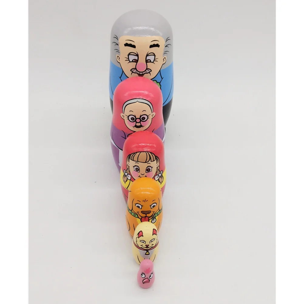 6 stuks mooie handgemaakte houten Rusland nestpoppen cadeau Russische nestelen wenspoppen cartoon Matryoshka speelgoed