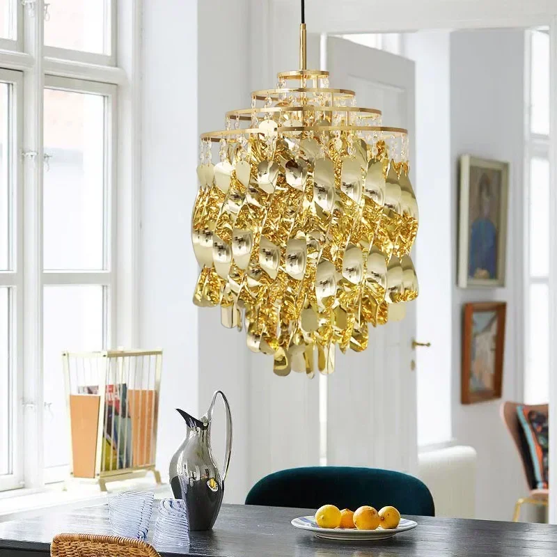 High-End Bedroom Hallway Staircase Lights Spiral Waterfall Droplet-Shaped Chandeliers Living Room Home Decor Lighting Fixtures