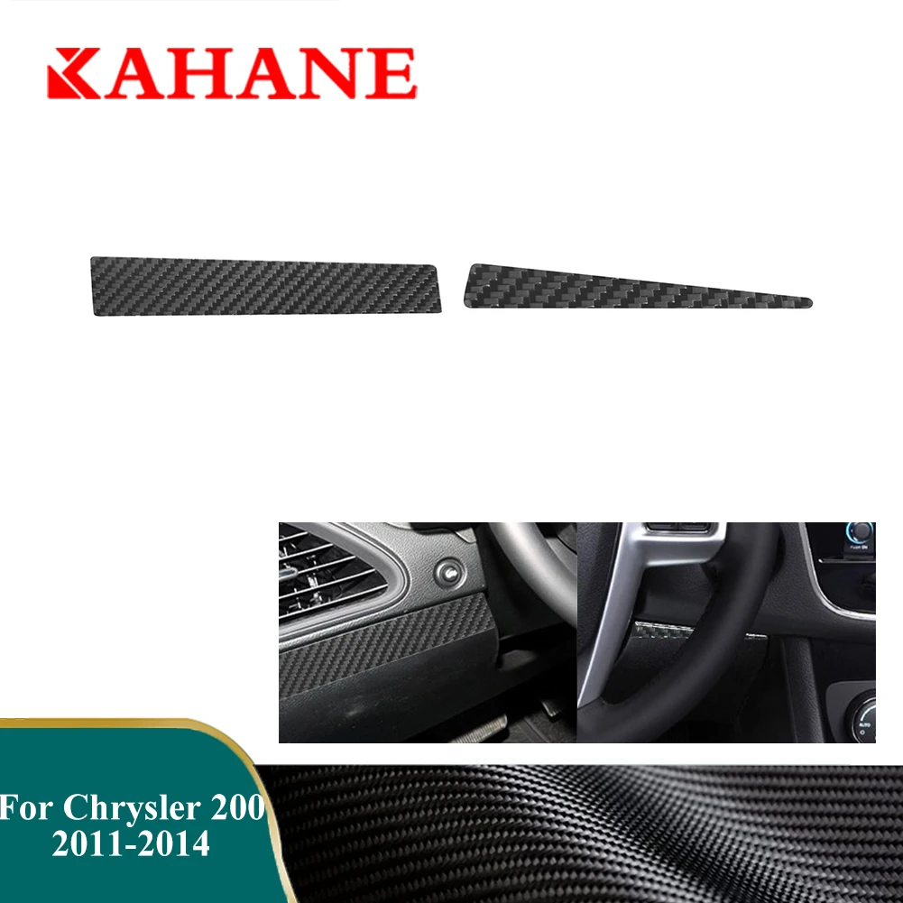 Car Carbon Fiber Sticker Steering Wheel Panel Side Decoration Trim For Chrysler 200 2011-2014 Interior Cover Accessories