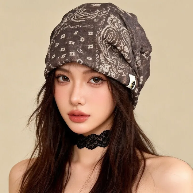 Face-Slimming Pleated Two-Way Knitted Hat, Spring/Summer Style Breathable Unisex UV Protection Cool and Comfortable