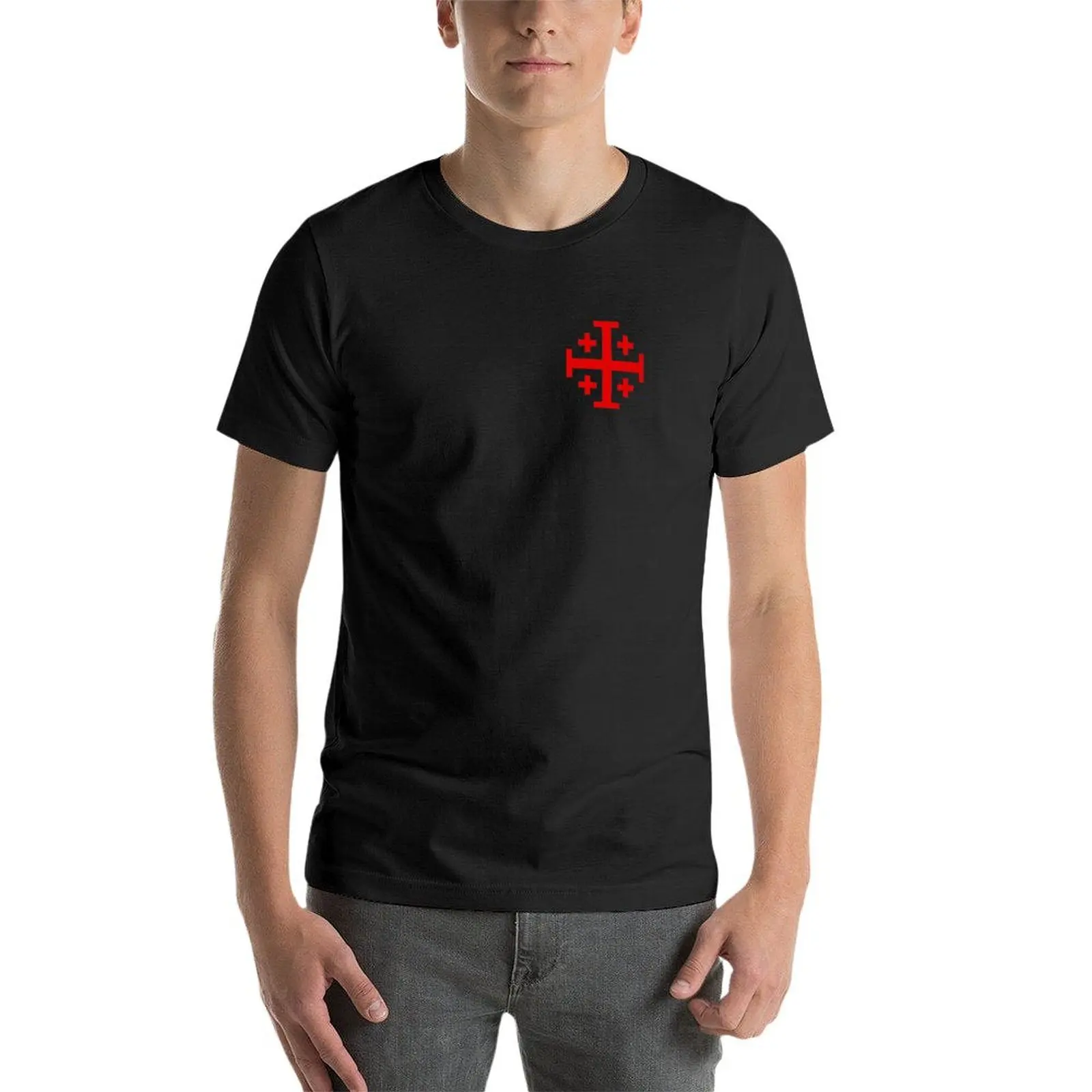 Knights Templar Jerusalem Cross Crusaders Shield Red Cross T-Shirt Aesthetic clothing customizeds mens t shirt graphic