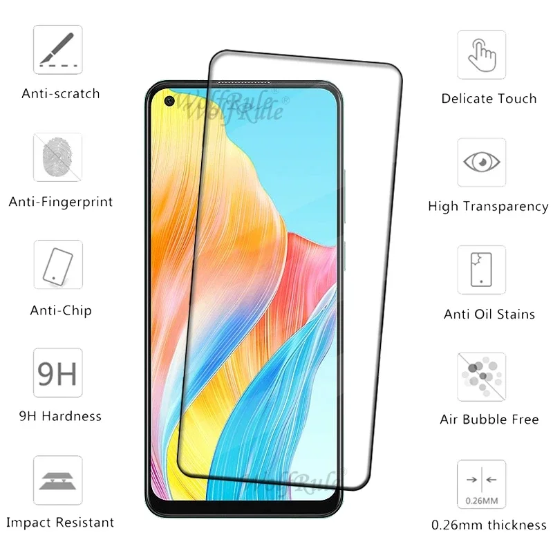 1/2/3/4PCS Full Cover Glass For OPPO A78 4G Glass OPPO A78 4G Tempered Glass HD 9H Full Cover Glue Screen Protector OPPO A78 4G